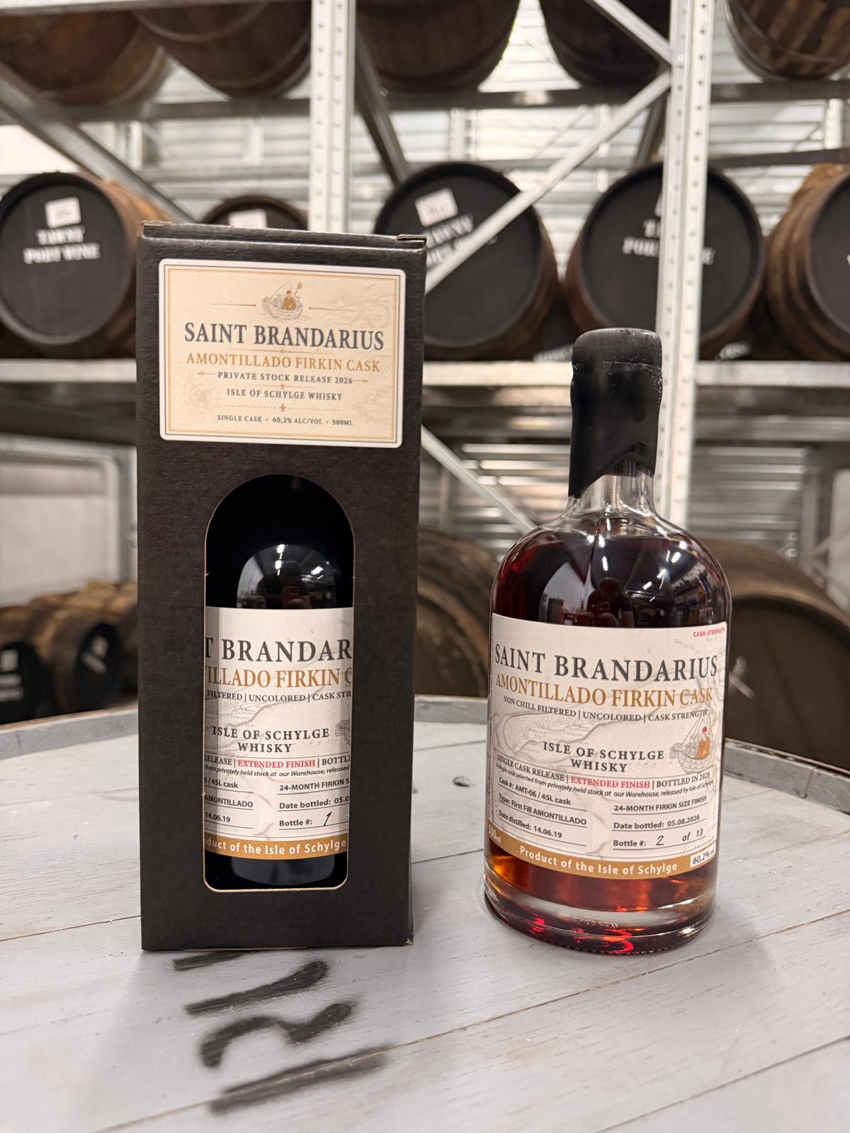 Saint Brandarius Amontillado Firkin Cask Strength 60,2% met doos in het whiskywarehouse